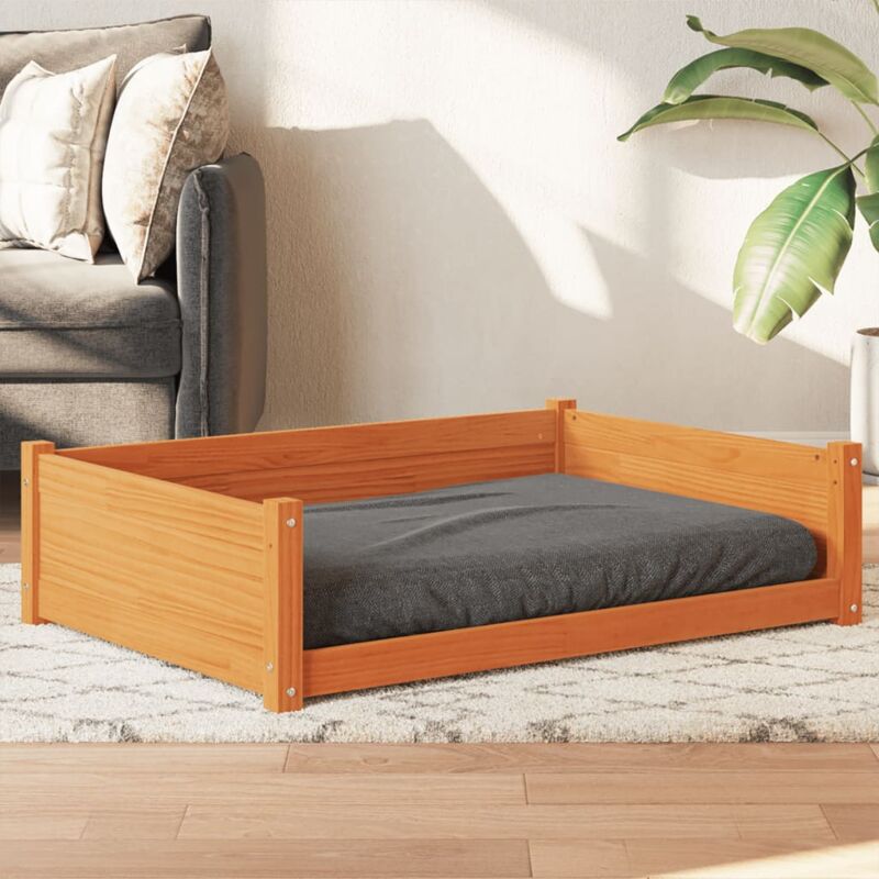 foto del prodotto vidaxl cuccia cani marrone cera 105,5x75,5x28 cm legno massello pino