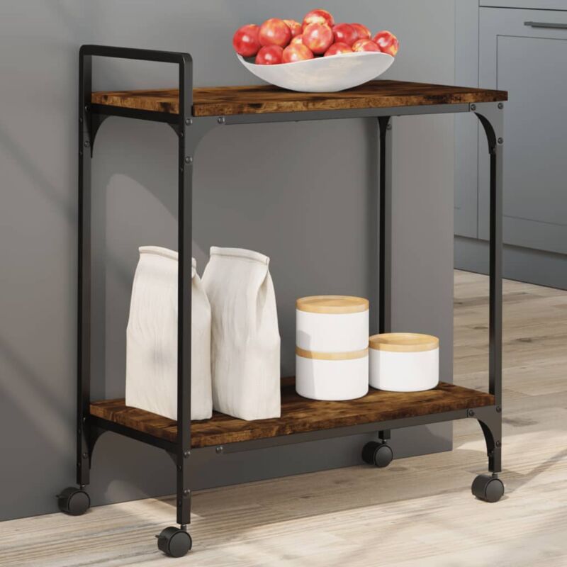 foto del prodotto carrello da cucina rovere fumo 60,5x31x72,5cm legno multistrato vidaxl