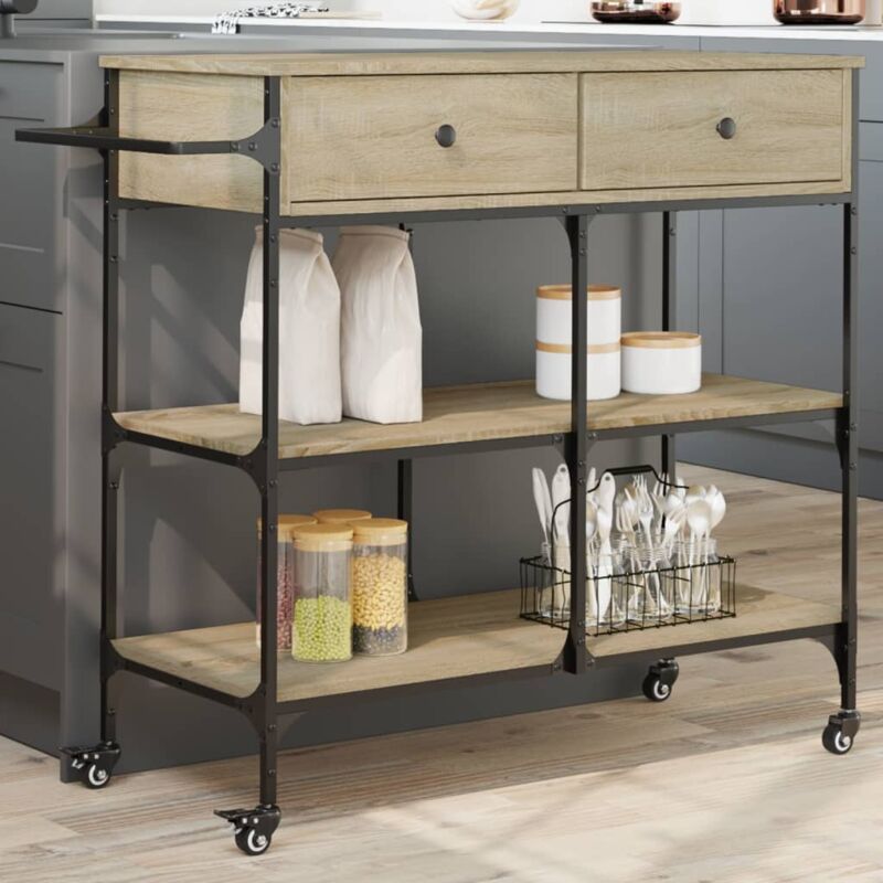 foto del prodotto carrello da cucina rovere sonoma 105x42x95 cm legno multistrato vidaxl
