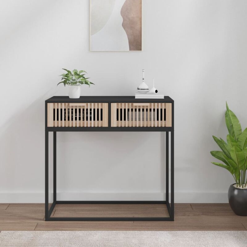 foto del prodotto furniture limited tavolino consolle nero 80x30x75 cm legno