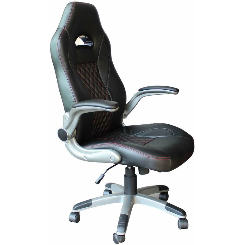 foto del prodotto magazzini cosma poltrona da ufficio e gaming ergonomica in pelle sintetica con bordature rosse maranello