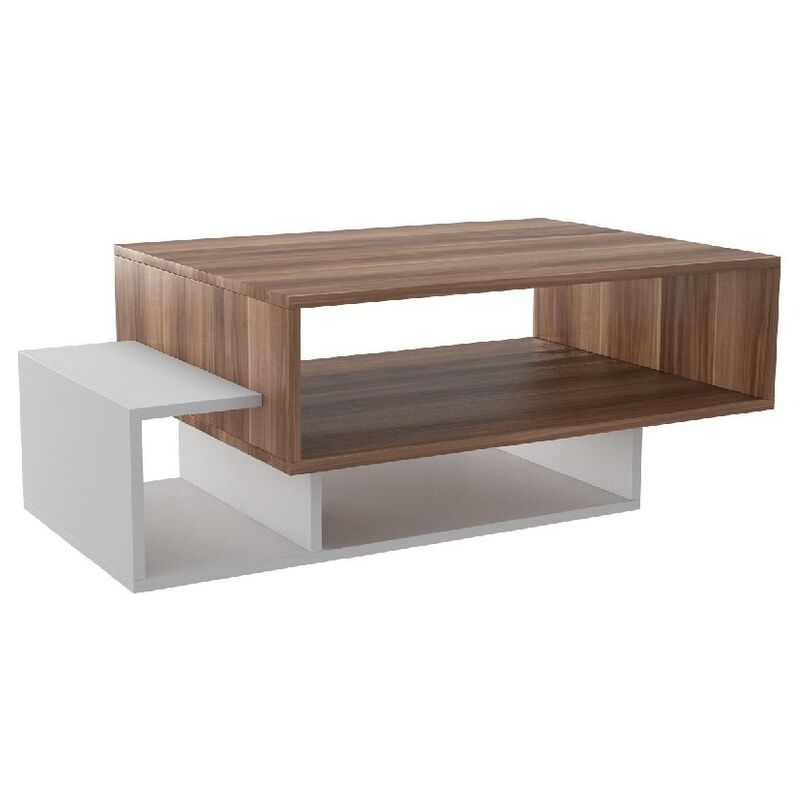 foto del prodotto epikasa tavolino elisa, truciolare melaminico, bianco, noce, 100x60x35 cm