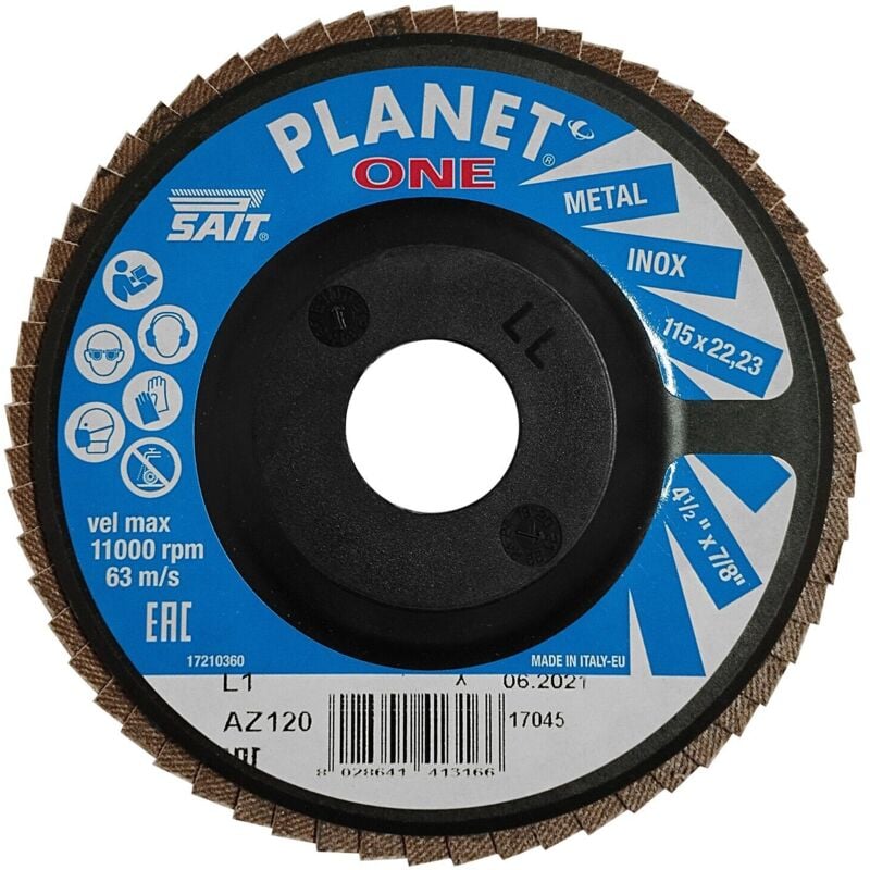 foto del prodotto planet one az disco abrasivo lamellare piano 115x22,23 grana 120 sait