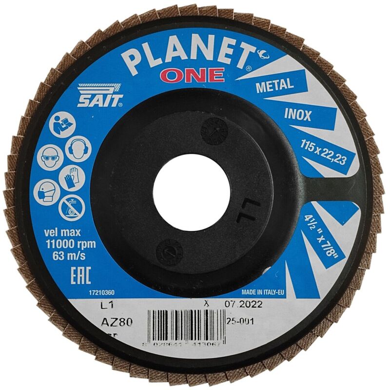 foto del prodotto planet one az disco abrasivo lamellare piano 115x22,23 grana 80 sait