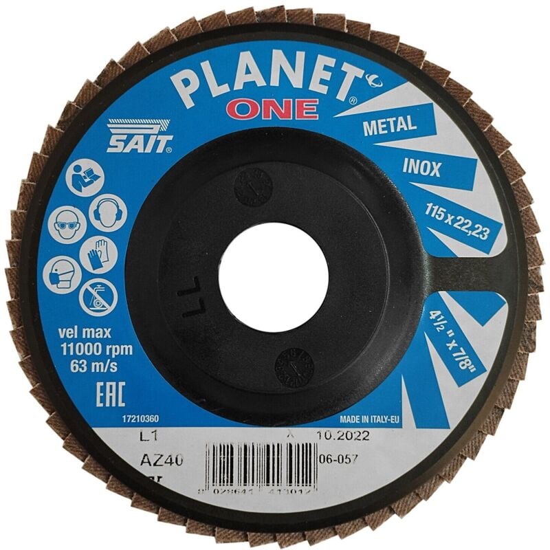 foto del prodotto sait planet one az disco abrasivo lamellare piano 115x22,23 grana 40