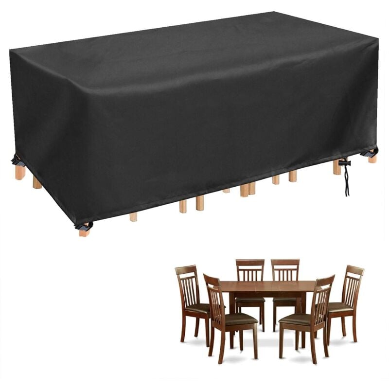 foto del prodotto way copertura per mobili da giardino copertura impermeabile per mobili per tavolo da esterno a 6 8 posti 250x210x90 cm nero