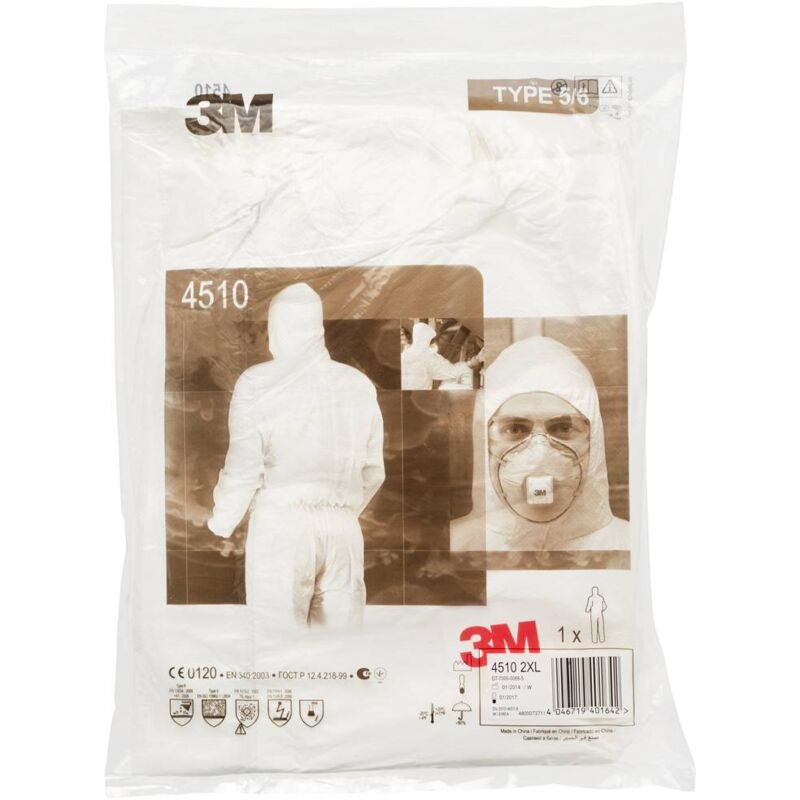 foto del prodotto 3m 45203xl tuta di protezione 4520 taglia xxxl bianco