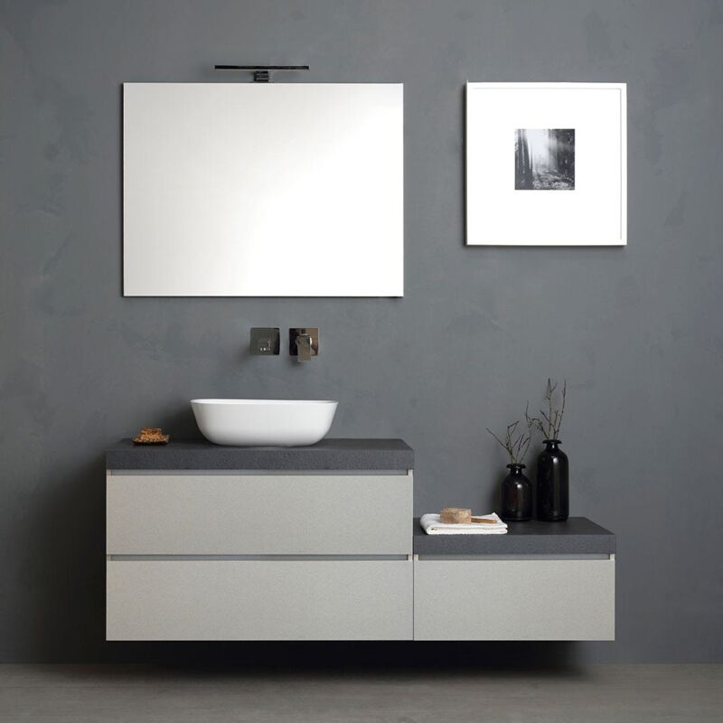 foto del prodotto kiamami valentina mobile bagno sospeso 150cm, cassetti grigio perla, top antracite valentina