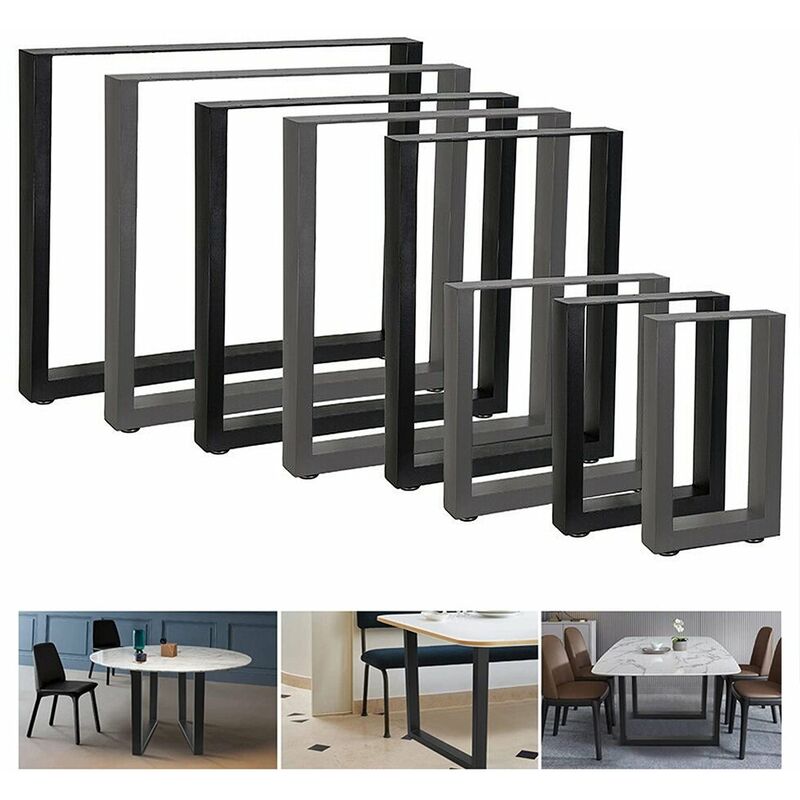 foto del prodotto 2x base del tavolo 64x43 cm gambe del tavolo gambe del tavolo nero pattini da banco in acciaio melko