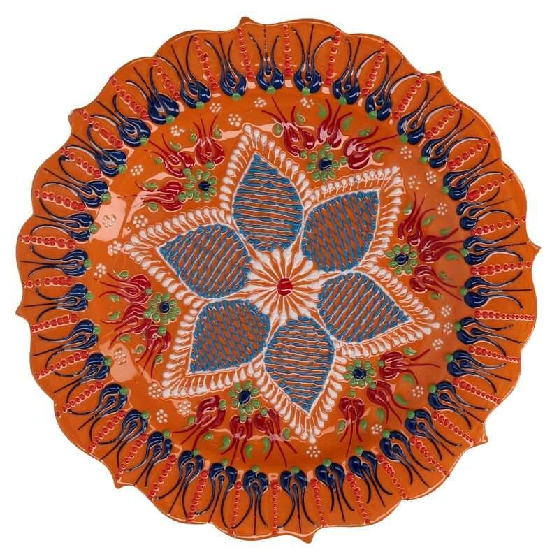 foto del prodotto piatto decorativo 25xh3 cm in ceramica arancione