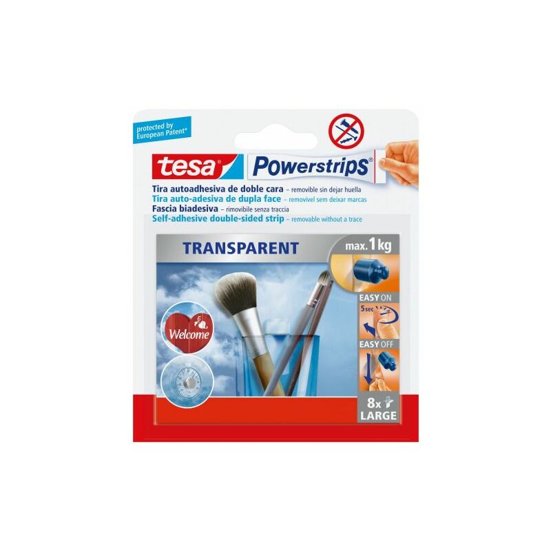 immagine 0 del prodotto powerstrips 8 strisce adesive trasparenti tesa