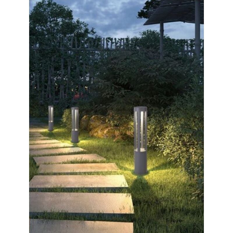 foto del prodotto lampione da giardino led 12w lampada per esterno lampioncino moderno grigio ip65 naturale