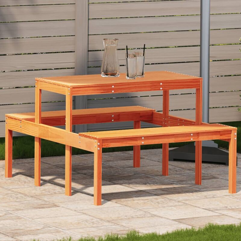 foto del prodotto tavolo da picnic marrone cera 110x134x75 cm legno massello pino vidaxl
