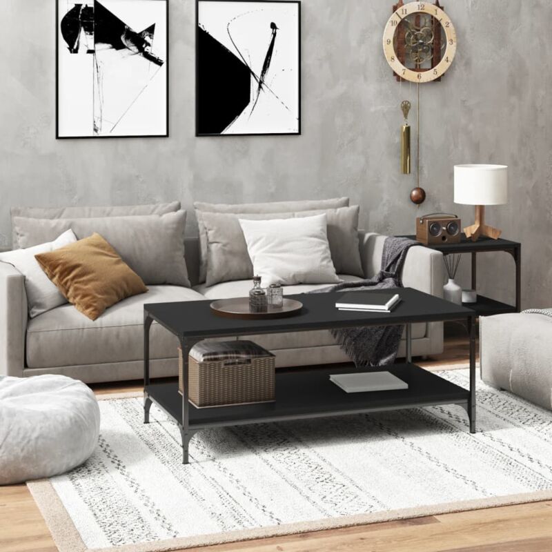 foto del prodotto tavolino salotto,tavolino da caff ,tavolino basso nero 100x50x40cm legno multistrato asfv832094 bonnevie