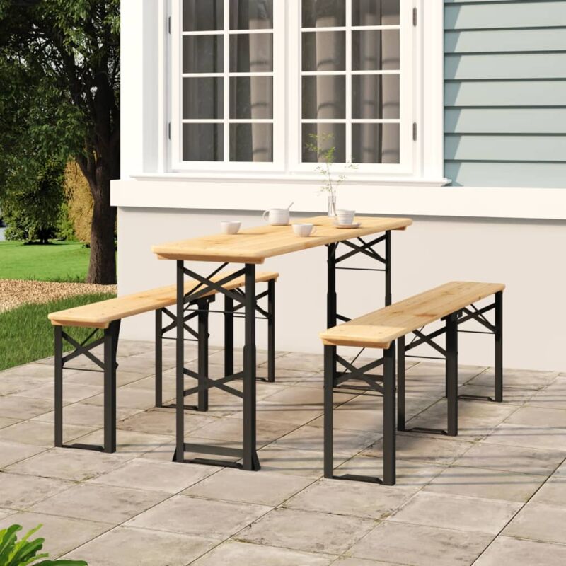 foto del prodotto tavolo pieghevole birreria 170x50x75 105cm legno massello abete vidaxl