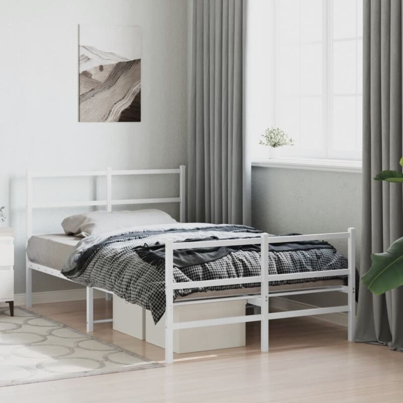 foto del prodotto vidaxl giroletto con testiera e pediera metallo bianco 120x200 cm