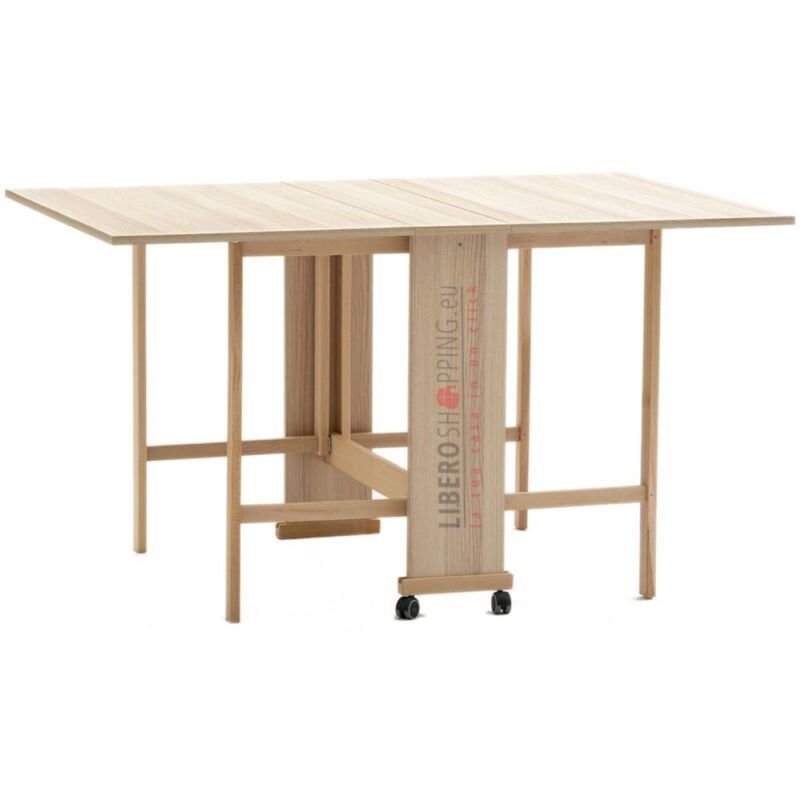 foto del prodotto tavolo richiudibile legno formica con ruote 140x90 cm giorgia rovere