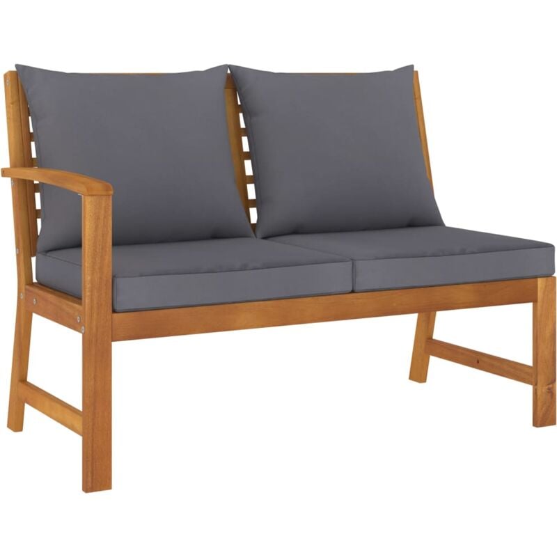 foto del prodotto panca da giardino 114,5cm con cuscino grigio massello di acacia vidaxl