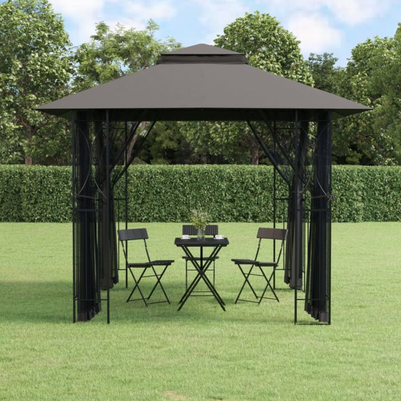 foto del prodotto vidaxl gazebo con pareti laterali antracite 300x300x270 cm acciaio