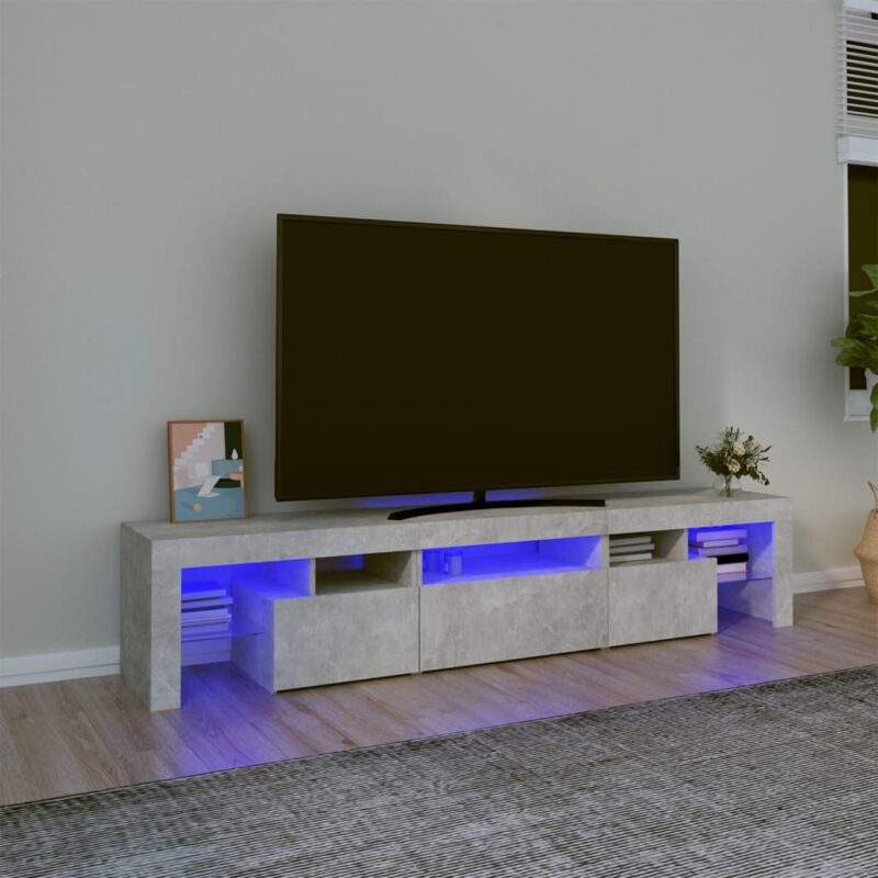 foto del prodotto vidaxl mobile porta tv con luci led grigio cemento 200x36,5x40 cm