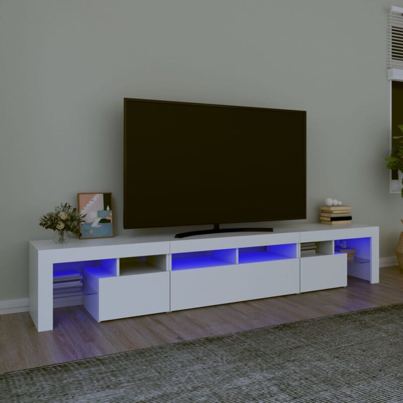foto del prodotto vidaxl mobile porta tv con luci led bianco 230x36,5x40 cm