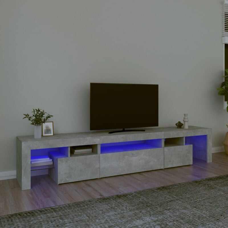 foto del prodotto vidaxl mobile porta tv con luci led grigio cemento 215x36,5x40 cm