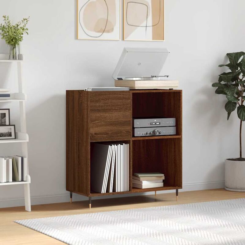foto del prodotto vidaxl mobile porta dischi rovere marrone 84,5x38x89 legno multistrato
