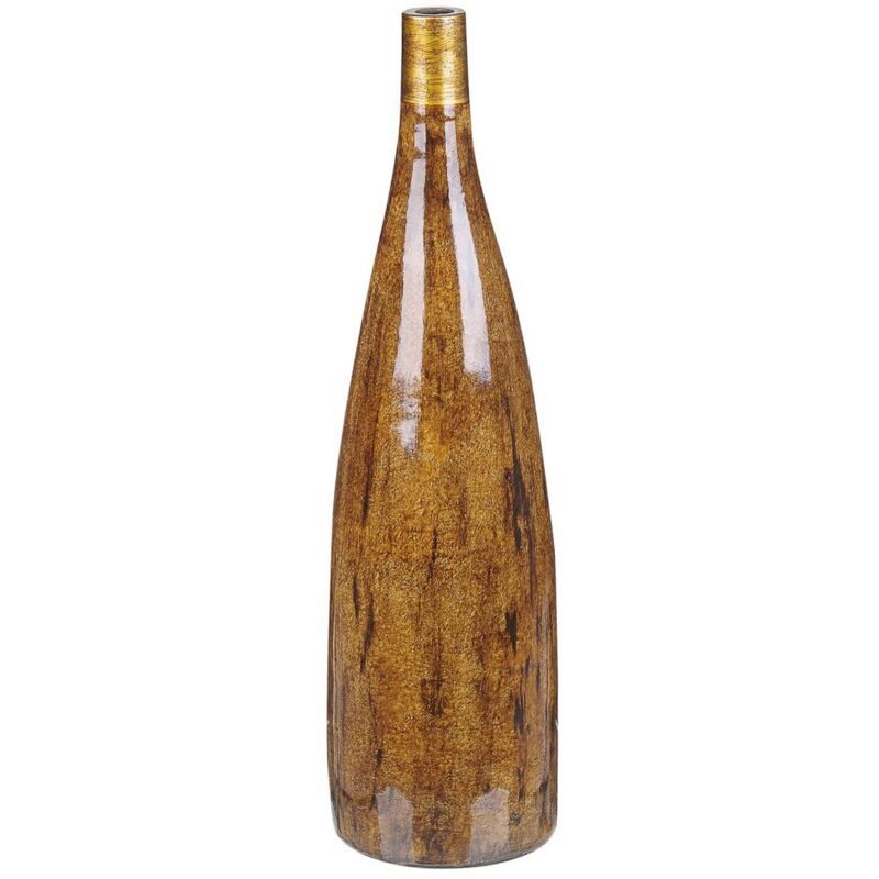 foto del prodotto beliani vaso di terracotta color oro marrone effetto legno burgos