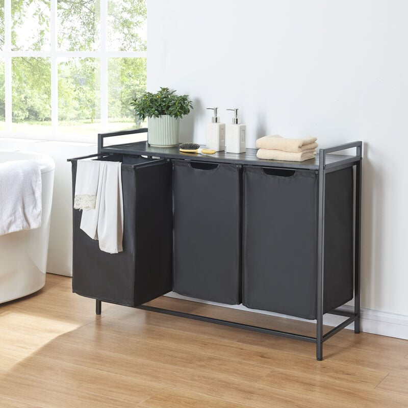 foto del prodotto mobile portabiancheria saltvik sacchi rimovibili capienza 3x 45 l nero en.casa 