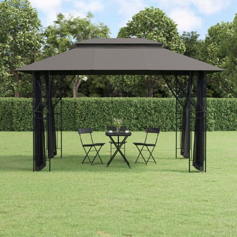 foto del prodotto vidaxl gazebo con pareti laterali antracite 400x300x270 cm acciaio