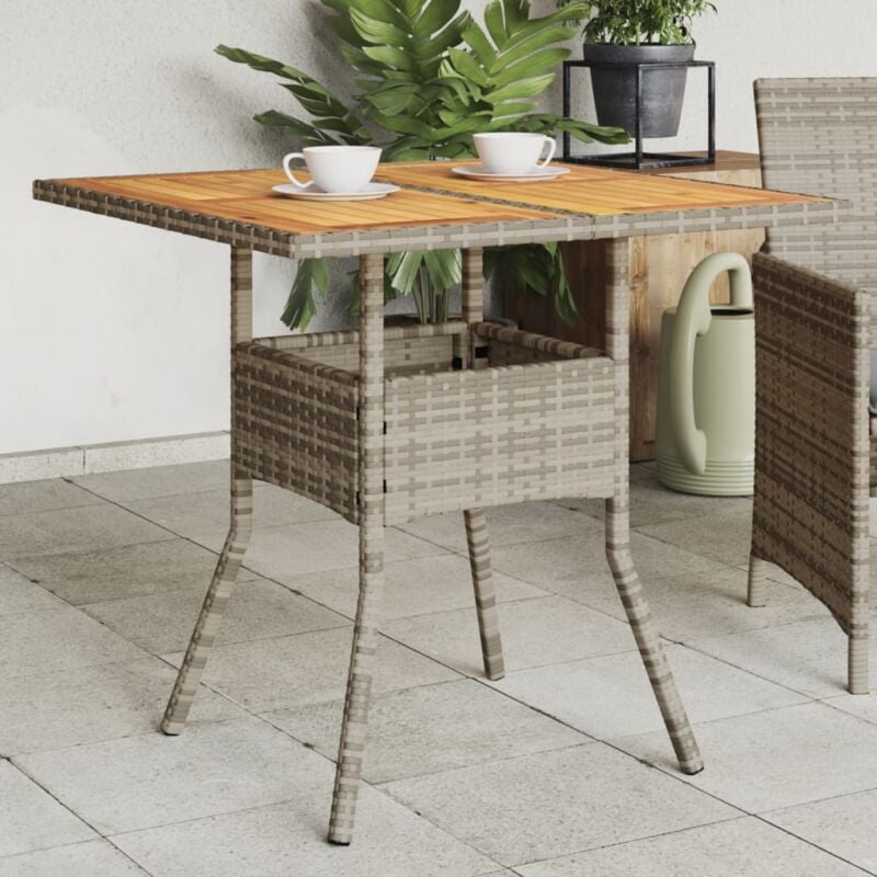 foto del prodotto vidaxl tavolo giardino piano legno acacia grigio 80x80x75cm polyrattan