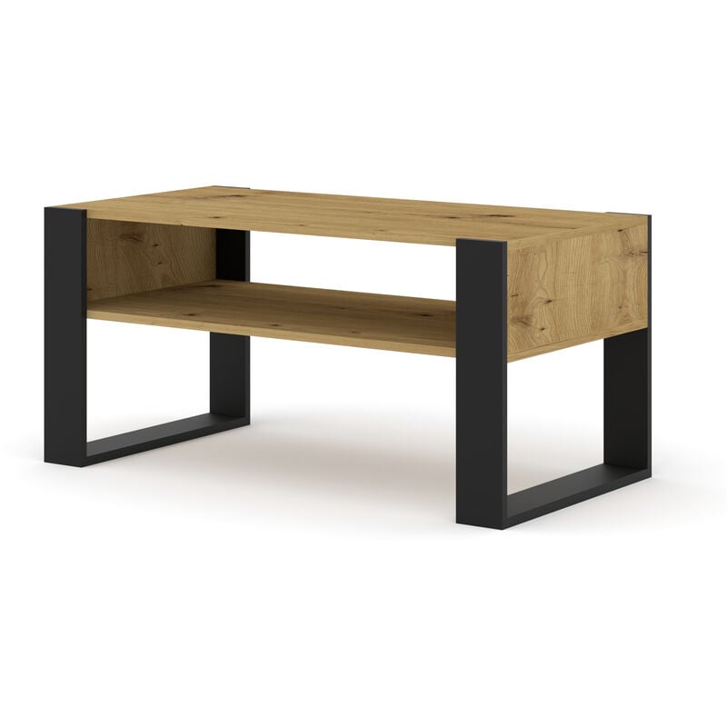 foto del prodotto tavolino mondi 100x50 cm rovere artigianale nero opaco