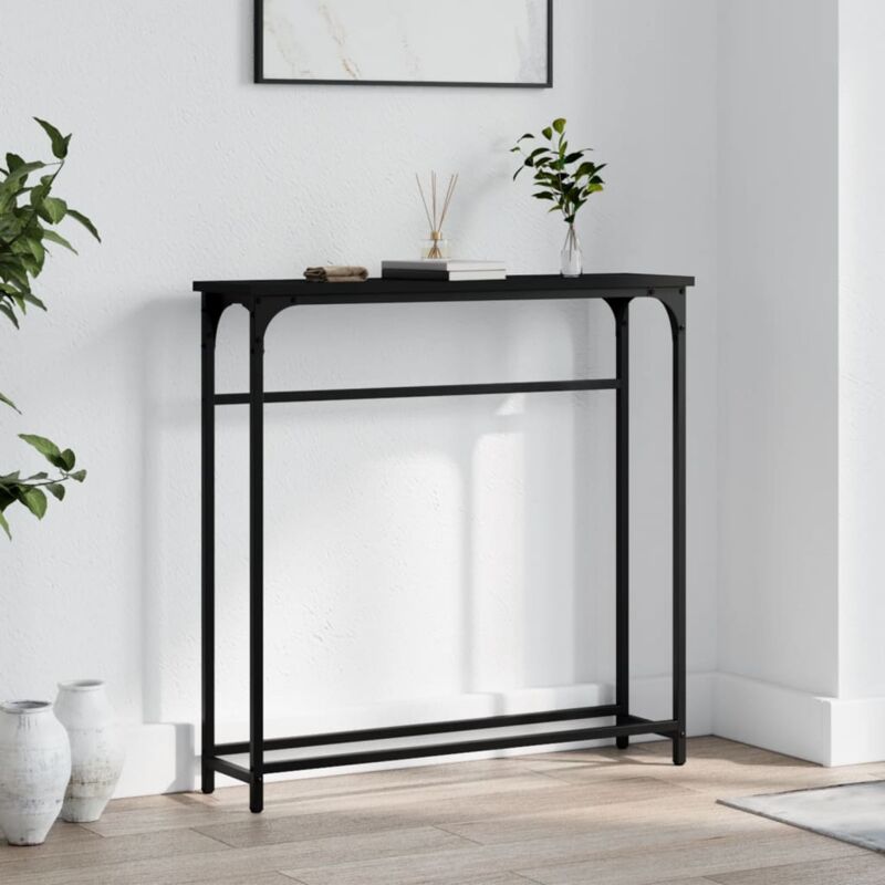 foto del prodotto furniture limited tavolino consolle nero 75x19,5x75 cm in legno