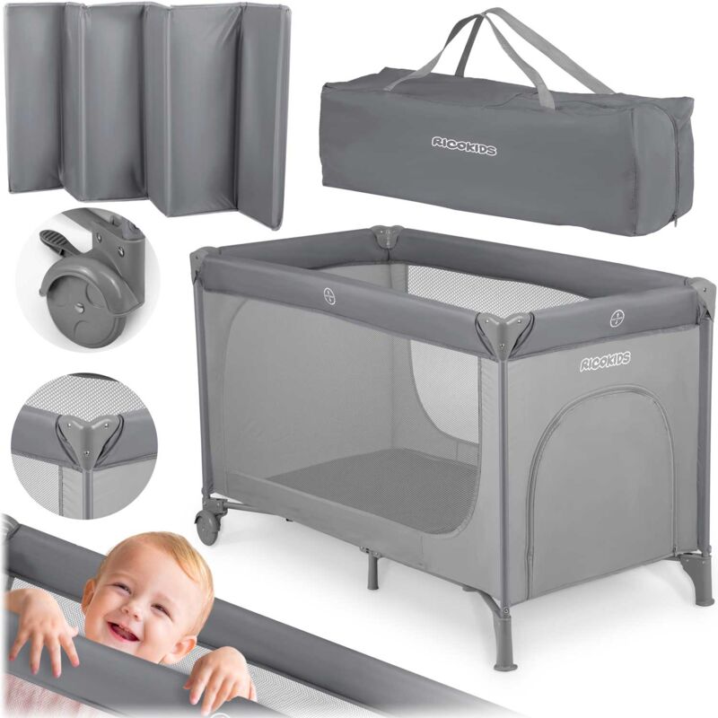foto del prodotto lettino da viaggio 125 x 65 x 78 cm rk 240 grigio