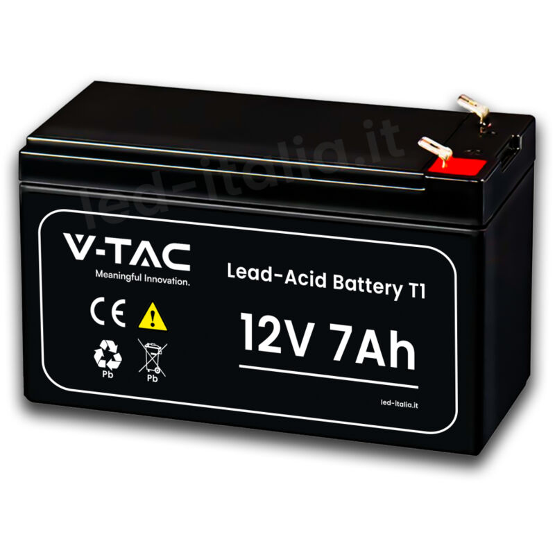 foto del prodotto v tac batteria al piombo 7ah 12v per ups, allarmi, videosorveglianza lead acid t1 1516594mm 23451