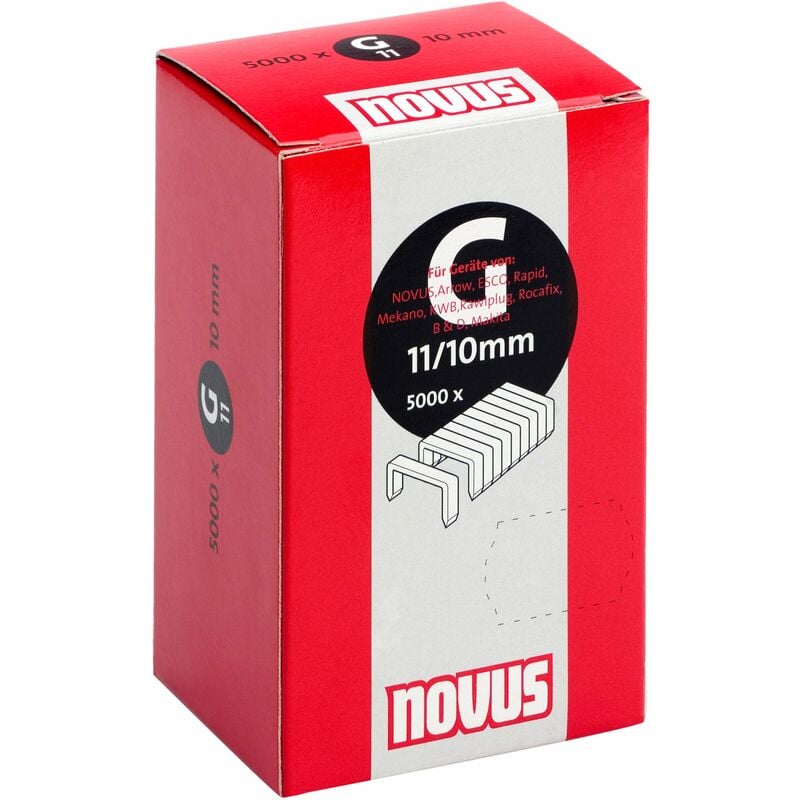 foto del prodotto novus 006580 punti metallici, g 11 10 mm, 5000 pezzi, rosso, 10mm