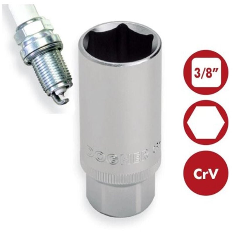 foto del prodotto dogher chiave a bussola esagonale attacco 3 8 per candele 16 18 21mm l 65mm 18mm 