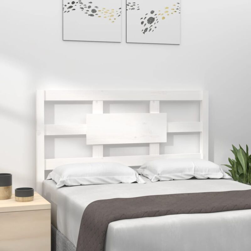 foto del prodotto testiera per letto bianca 95,5x4x100 cm legno massello di pino
