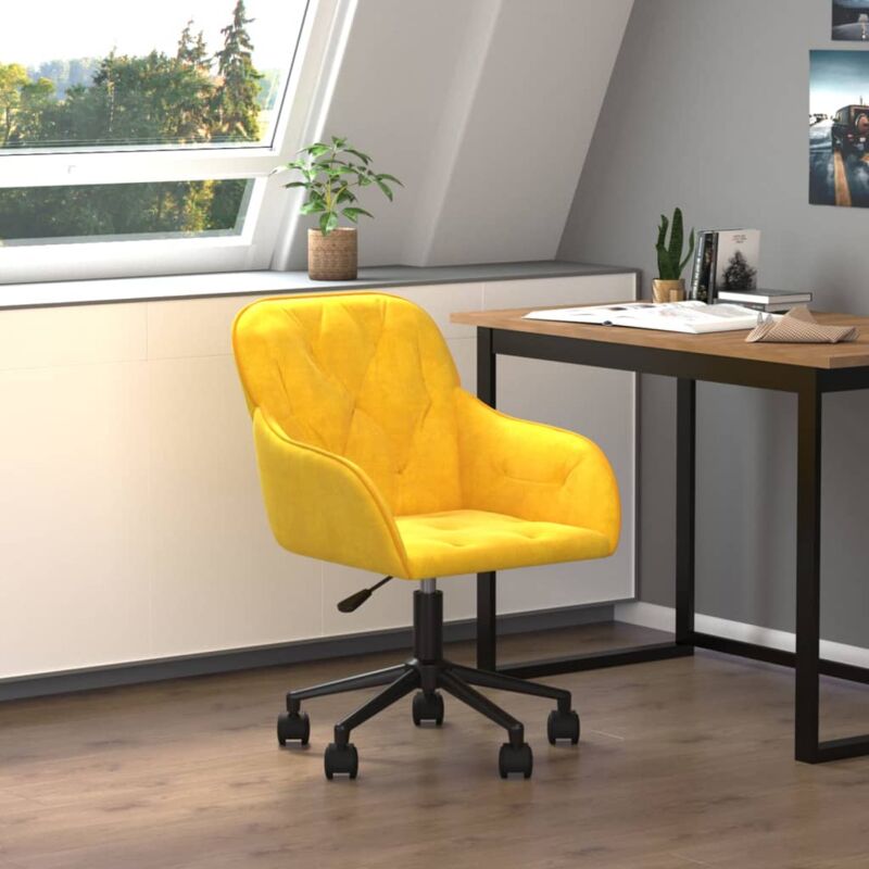foto del prodotto prolenta premium furniture limited sedia da ufficio girevole gialla in velluto