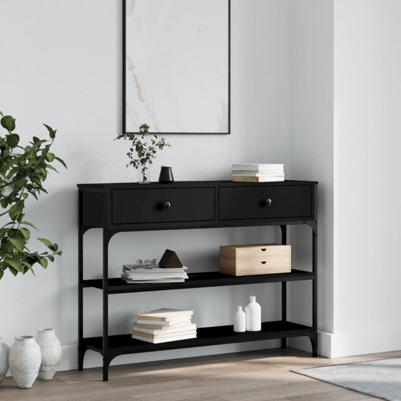 foto del prodotto furniture limited tavolino consolle nero 100x25x75 cm in legno