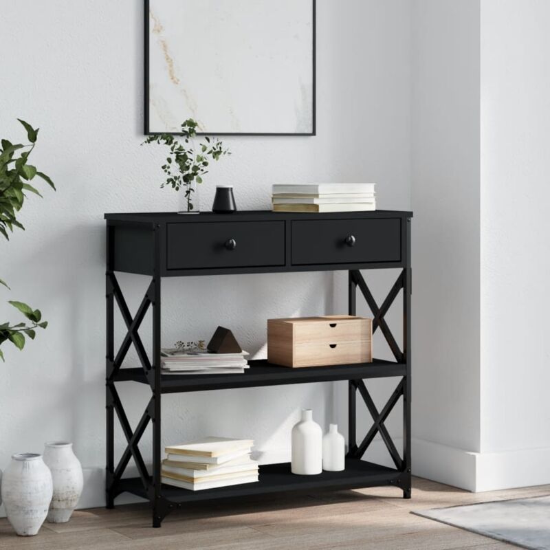foto del prodotto furniture limited tavolino consolle nero 75x28x75 cm in legno