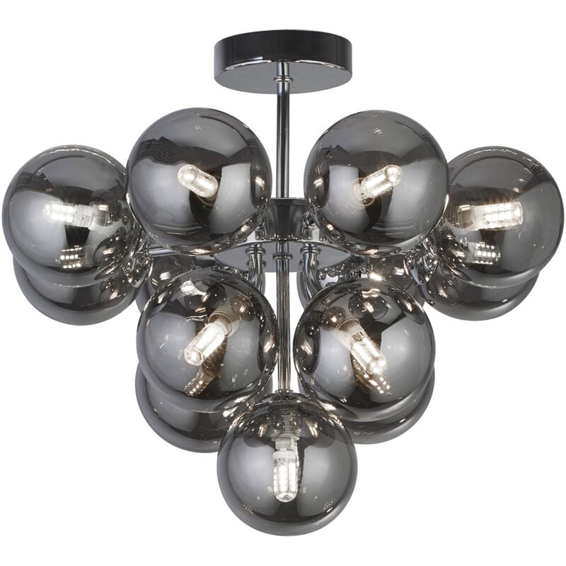 foto del prodotto searchlight lampadario contemporaneo bacca acciaio cromo vetro fum 13 luci g9
