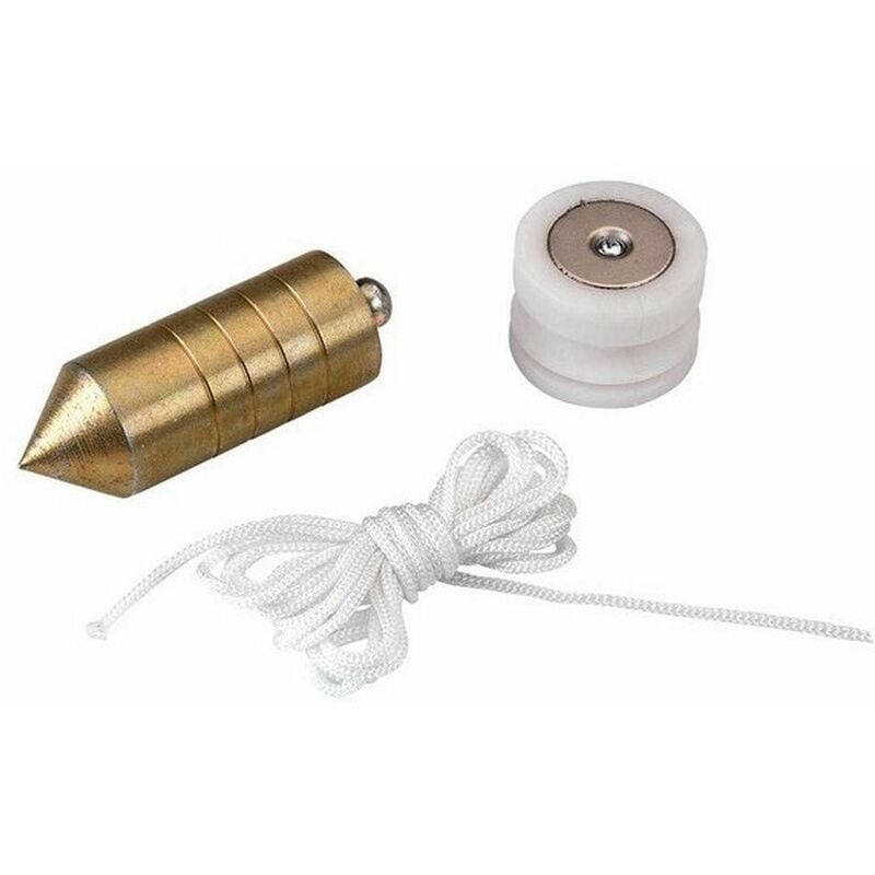 foto del prodotto alyco 197946 plomada magnetica de acero cincado de 1000 gr nuez de madera y 5 m cuerda nylon, nero