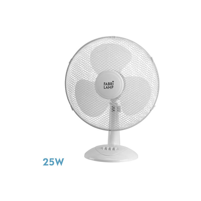 foto del prodotto fabrilamp ventilatore da tavolo a mantello white 2vel 25w oscillante 3 pale bianco 35,5x27x17cm