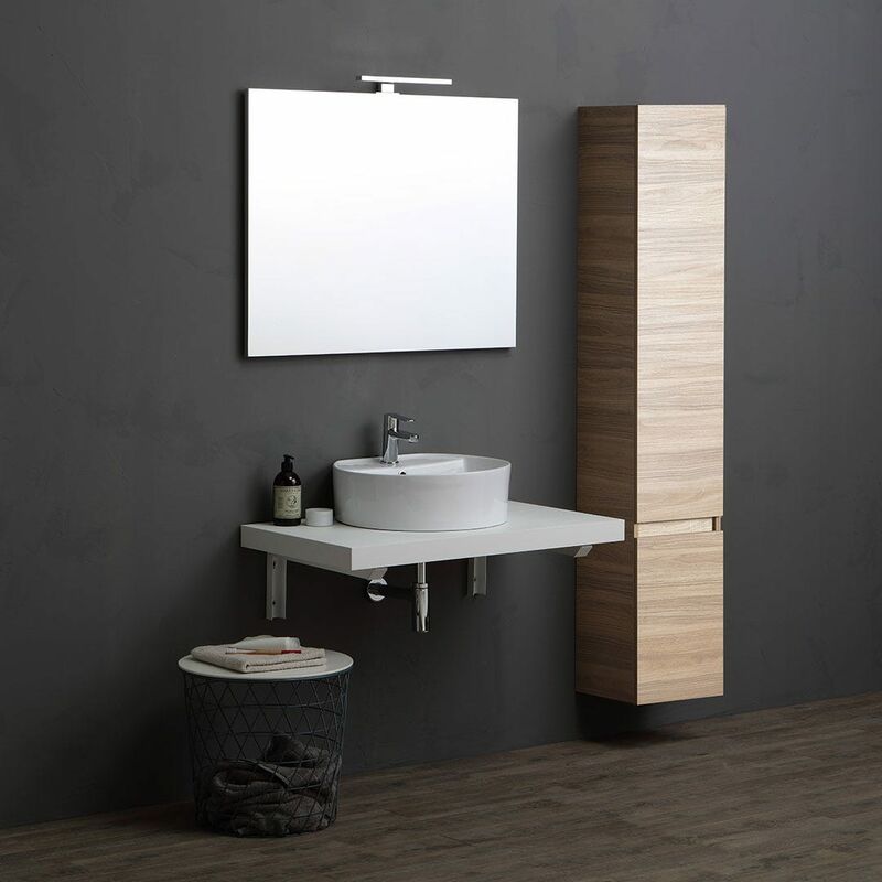 foto del prodotto kiamami valentina mobile bagno 90cm top bianco e colonna rovere naturale valentina