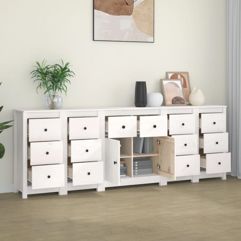 foto del prodotto vidaxl credenza bianca 230x35x80 cm in legno massello di pino