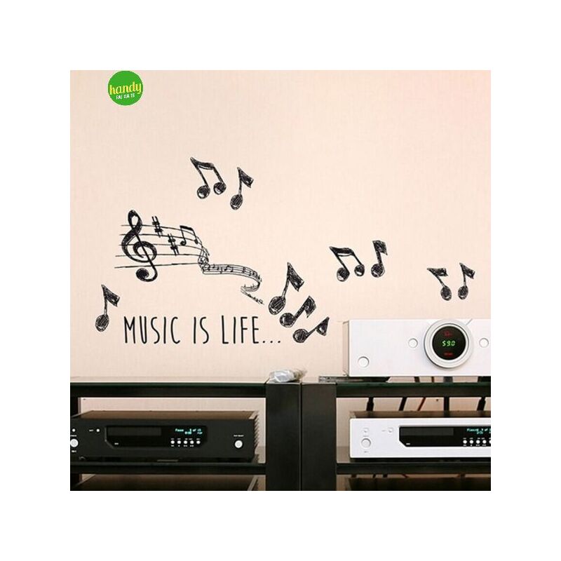 foto del prodotto sticker little music is life crearreda adesivo murale frasi famose 15x31 cm