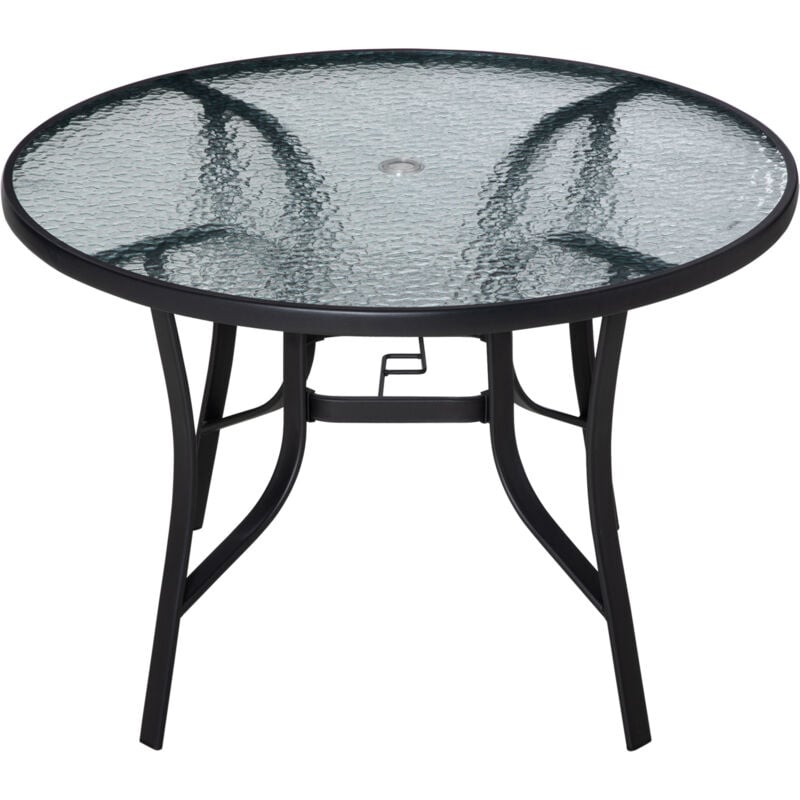 foto del prodotto outsunny tavolo da giardino rotondo foro per ombrellone 106.5cm