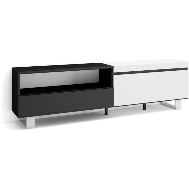 foto del prodotto skraut home mobile tv soggiorno, ampio spazio a disposizione, 200x57x35cm, per tv fino a 80, design industriale, stile moderno, bianco e nero