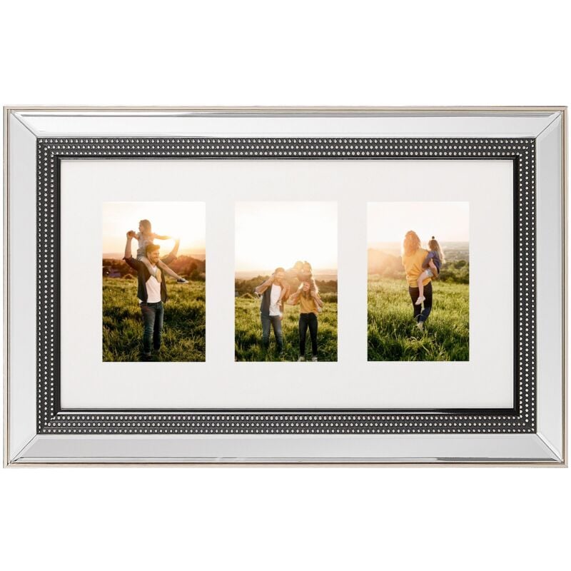 foto del prodotto beliani cornice portafoto multipla vetro ramato plastica 51 x 32 cm 3 immagini collage foto dalaba